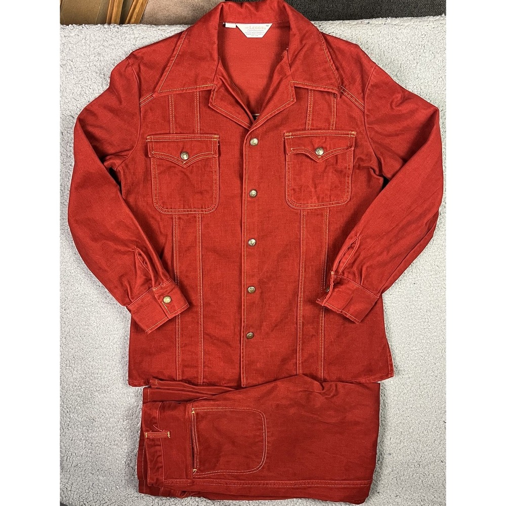 Vintage 70s Mr Leggs Sportswear Jacket Red Coat & Matching Pants Western Style